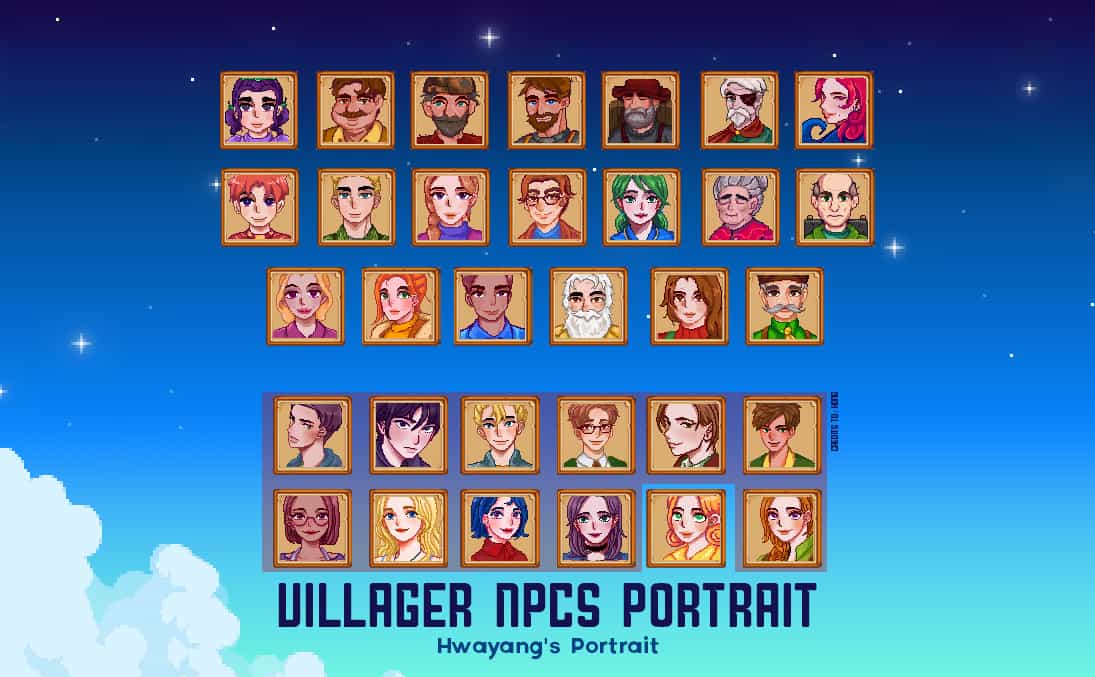Here are 33 new portraits for your Stardew Valley in Shoujo anime art style...