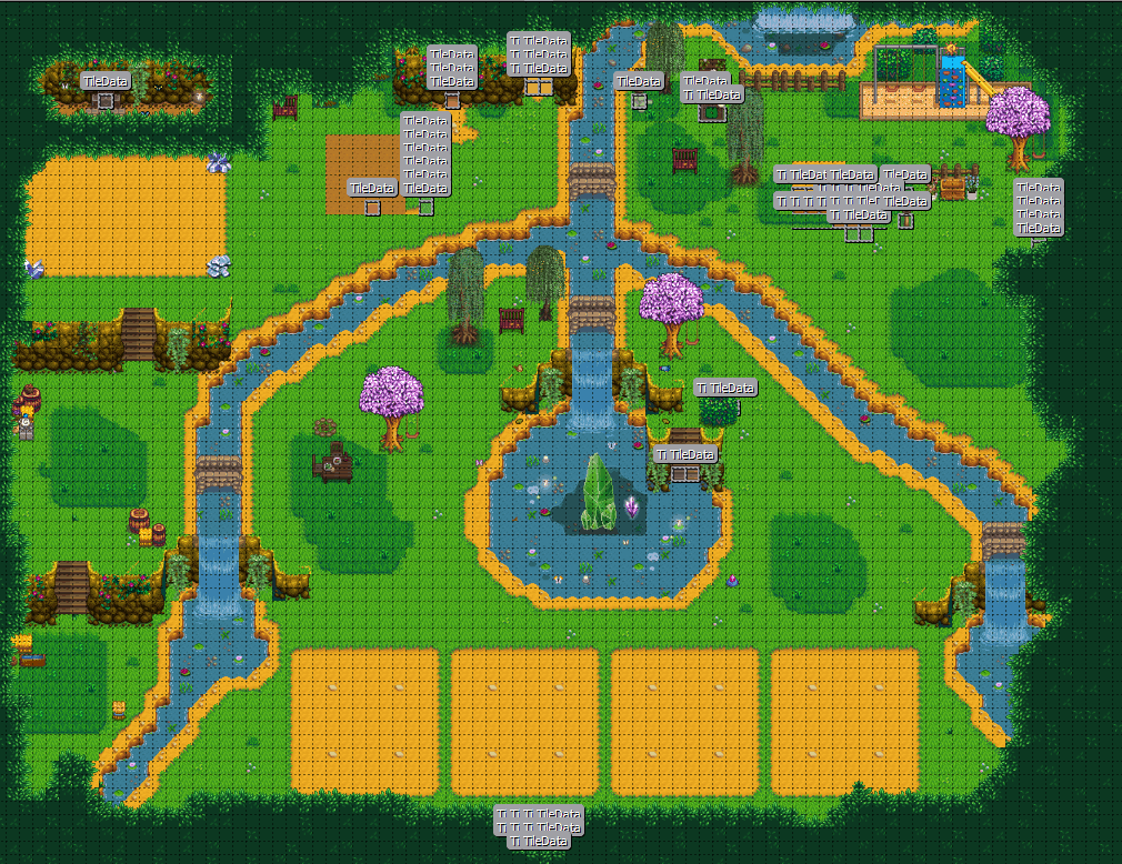 Tiled data. Stardew Valley immersive Farm. Stardew Valley Slime Hutch Layout. Ферма с водопадом стардев. Расположение музея Гюнтера Стардью.